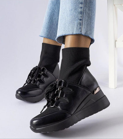Rochon Black Platform Buskin Boots