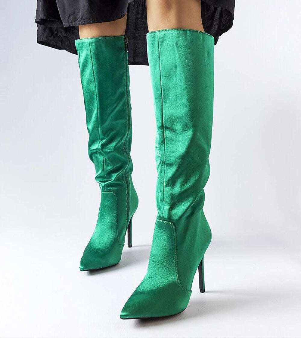 Marlengo Stiletto Boots Women’s Textile Deep Green