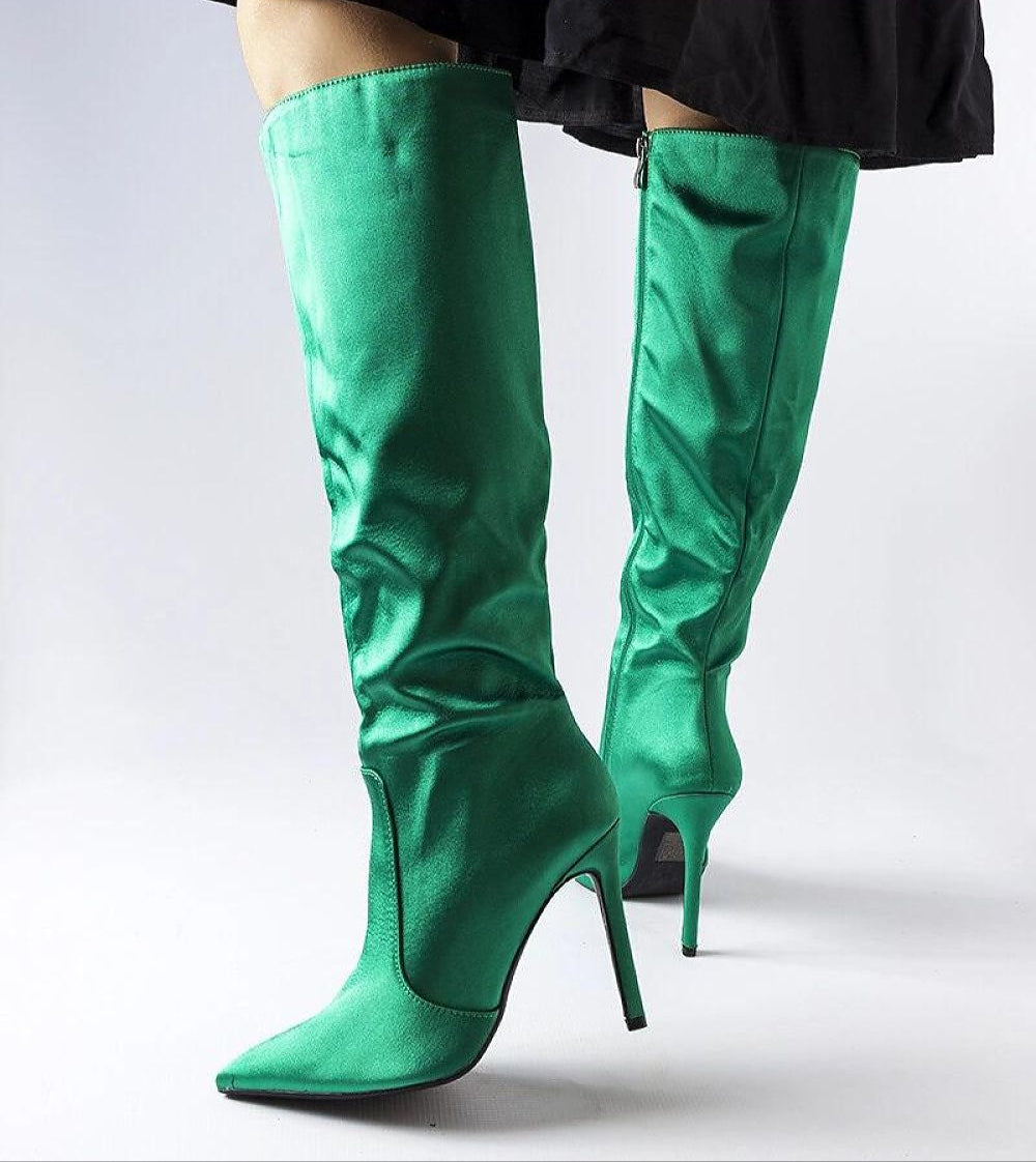 Marlengo Stiletto Boots Women’s Textile Deep Green