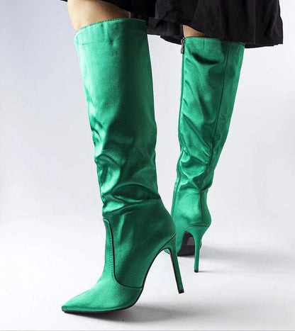 Marlengo Stiletto Boots Women’s Textile Deep Green