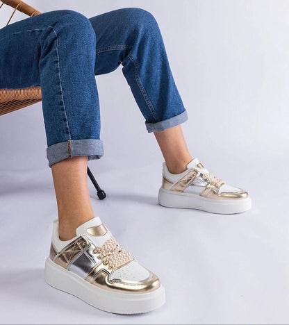 Olyssia Layered Shine Lace Sneakers