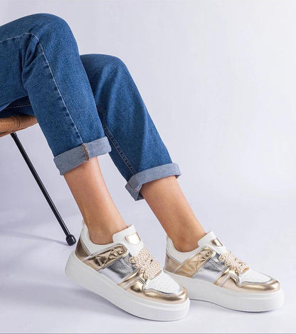 Olyssia Layered Shine Lace Sneakers