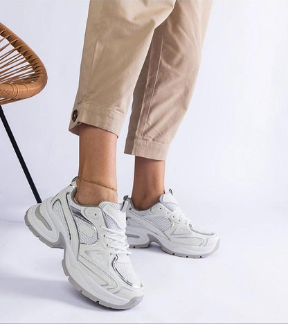 Elphira White Chunky Sole Sneakers