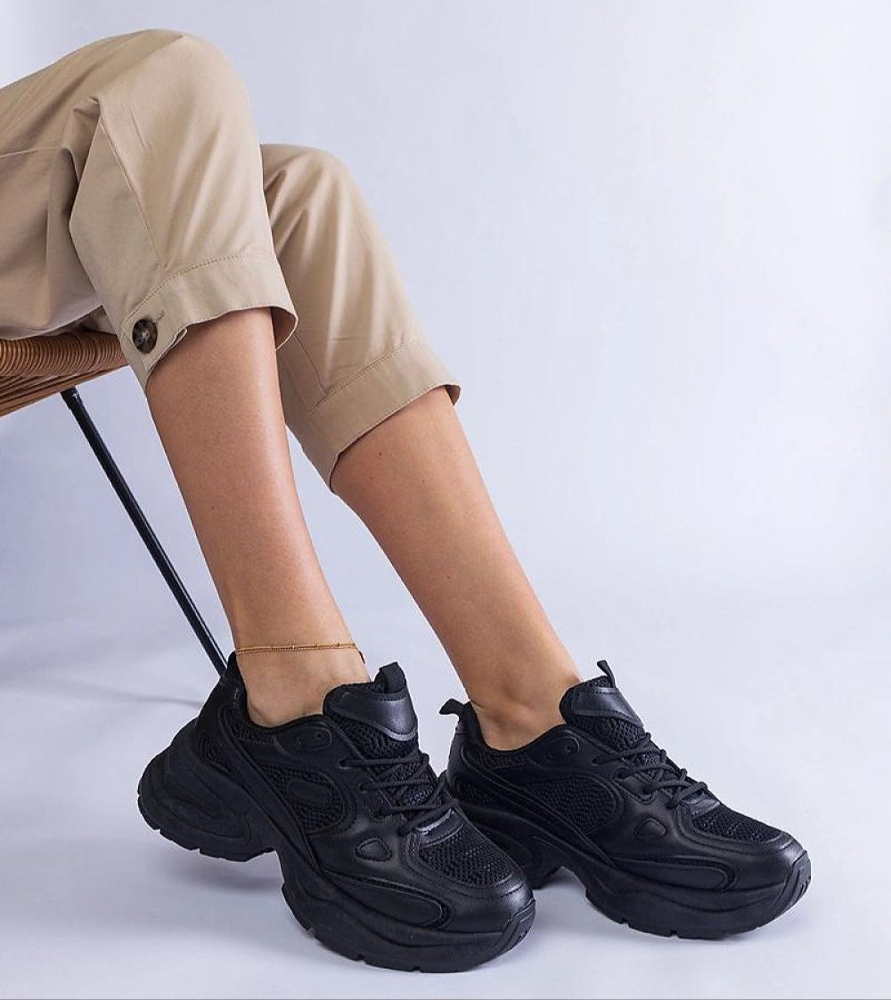 Elphira White Chunky Sole Sneakers