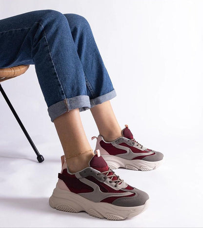 Cordevia Burgundy-Grey Urban Sneakers