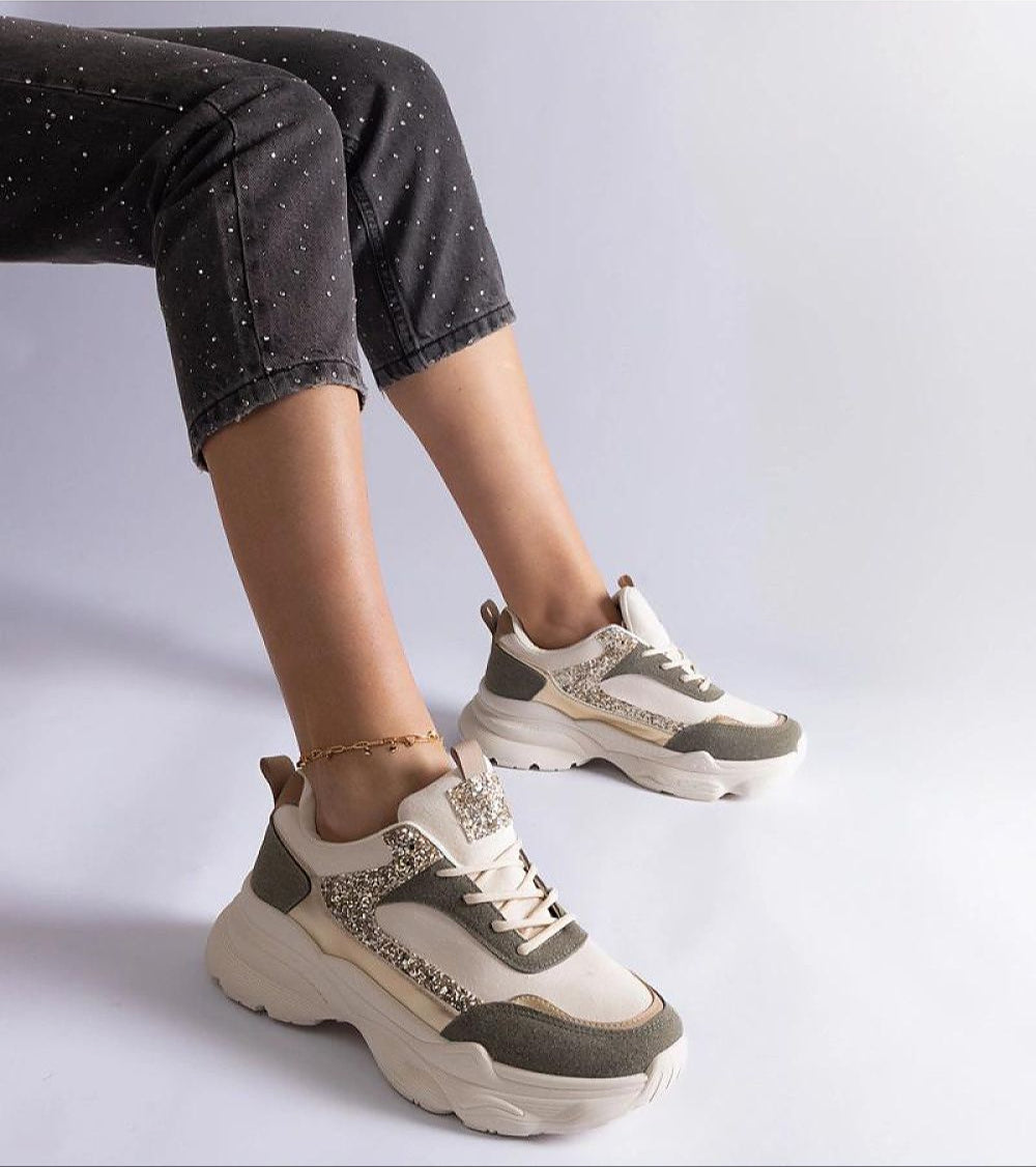 Elyvanna Brocade Panel Suede Sneakers