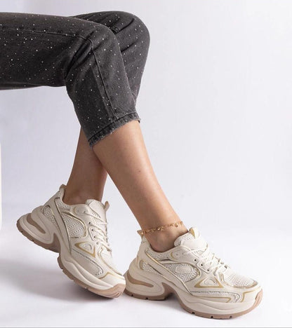 Elphira White Chunky Sole Sneakers