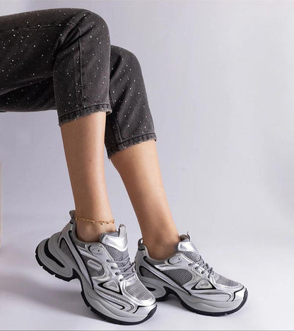 Elphira White Chunky Sole Sneakers