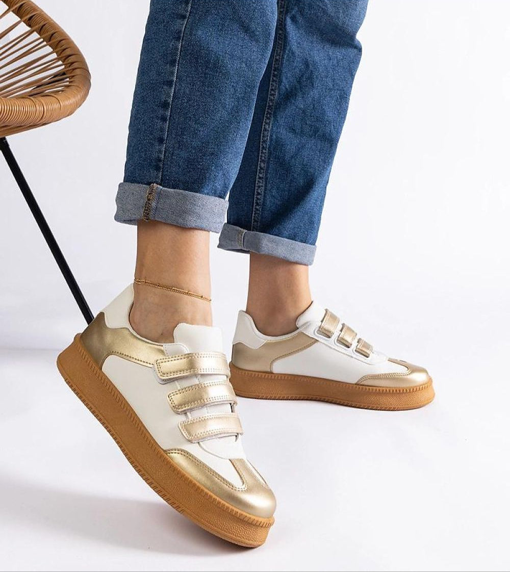 Elurea Gold Velcro Street Sneakers
