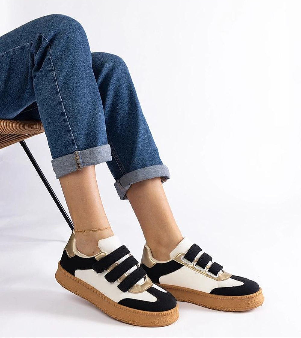 Elurea Gold Velcro Street Sneakers