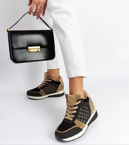 Lazetta Black Wedge Sneakers
