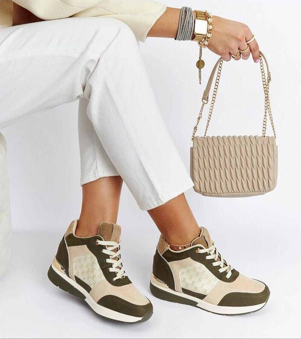 Lazetta Black Wedge Sneakers