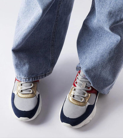 Lorayne Gray Sporty Lace-Up Sneakers