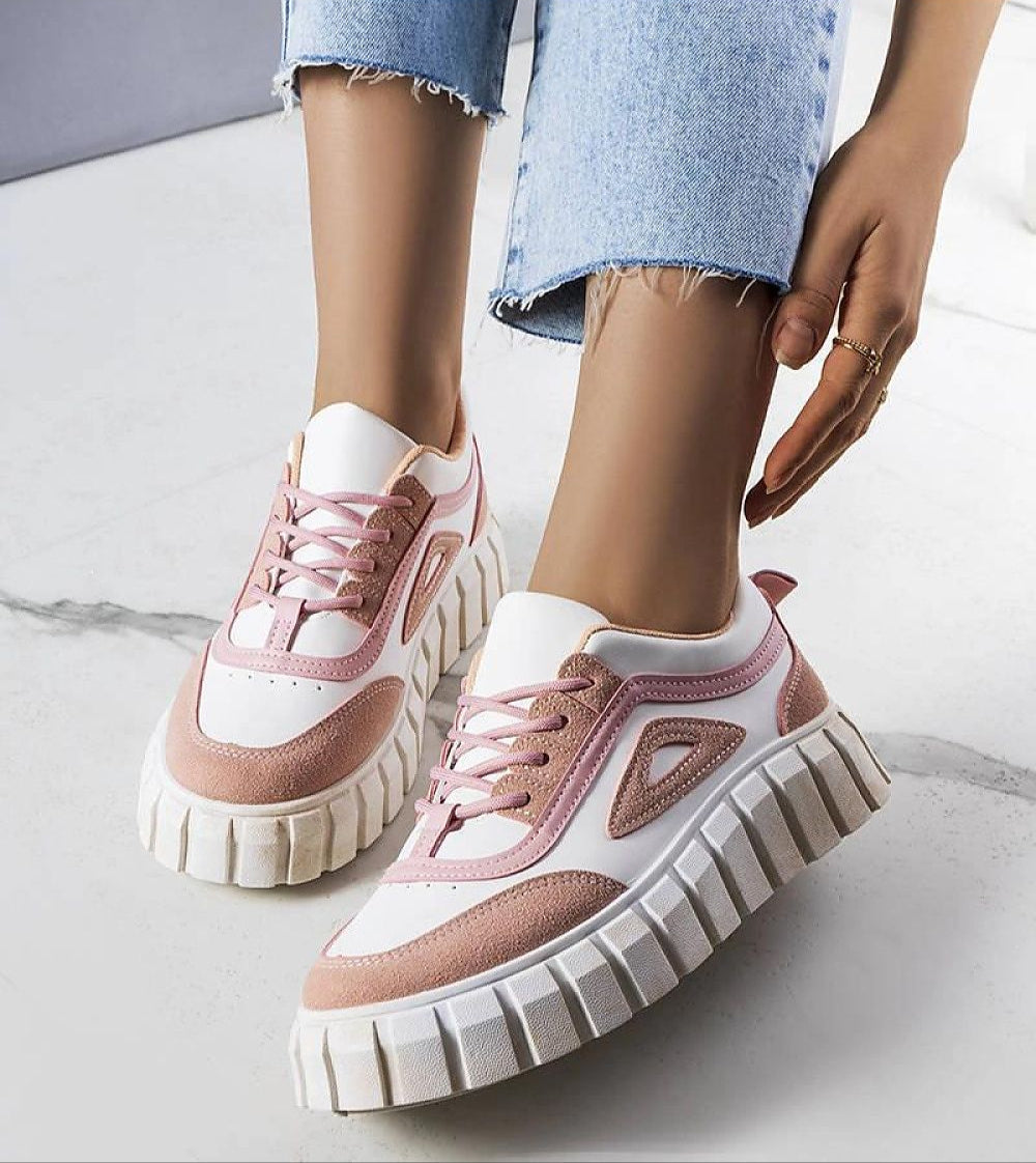 Elvenza Grooved Sole Ankle Sneakers Sculptural Platform Textile