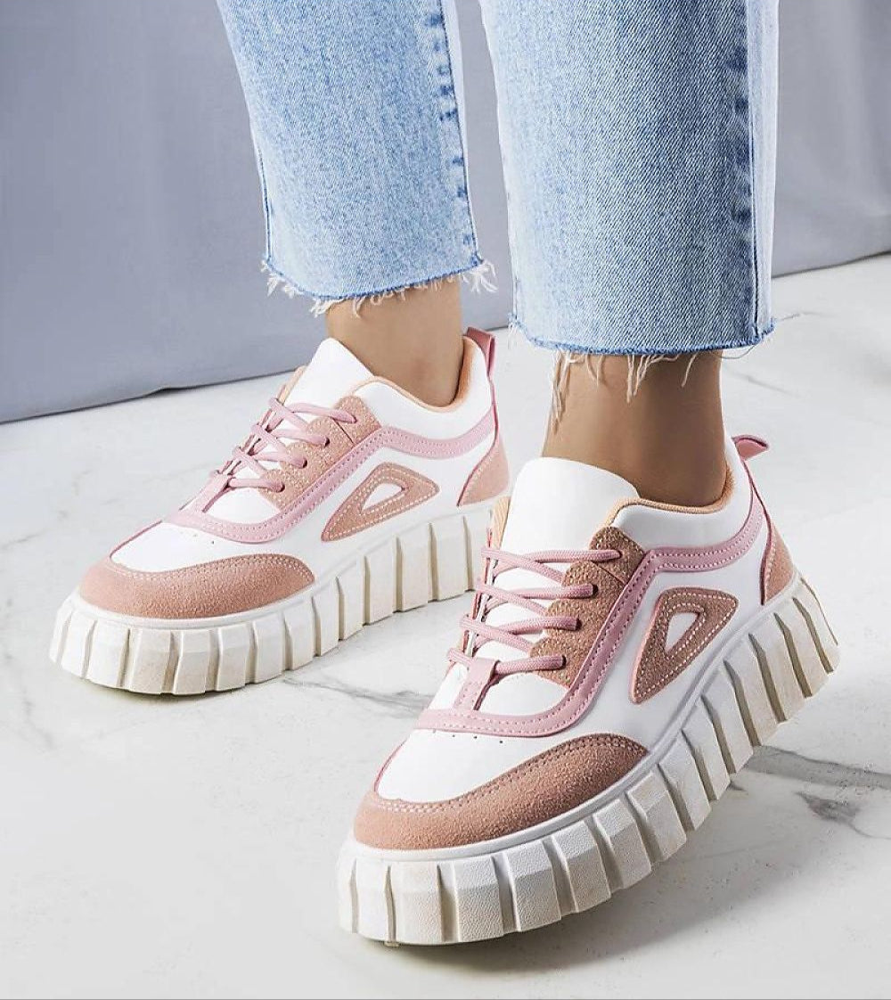 Elvenza Grooved Sole Ankle Sneakers Sculptural Platform Textile