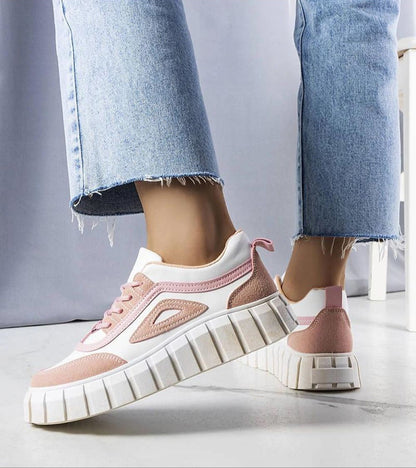 Elvenza Grooved Sole Ankle Sneakers Sculptural Platform Textile