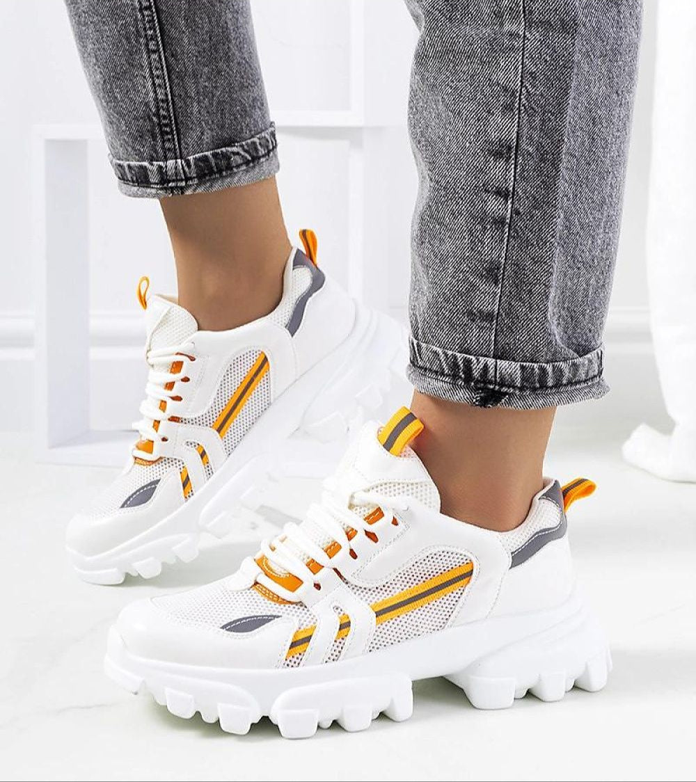 Seralyne Reflective Trim Platform Sneakers Vegan Leather