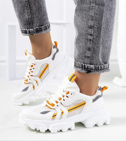 Seralyne Reflective Trim Platform Sneakers Vegan Leather