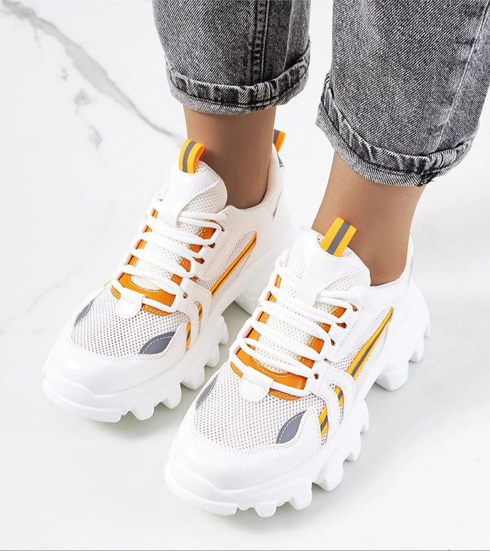 Seralyne Reflective Trim Platform Sneakers Vegan Leather