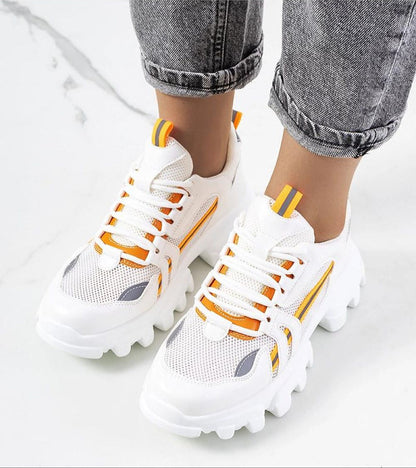 Seralyne Reflective Trim Platform Sneakers Vegan Leather
