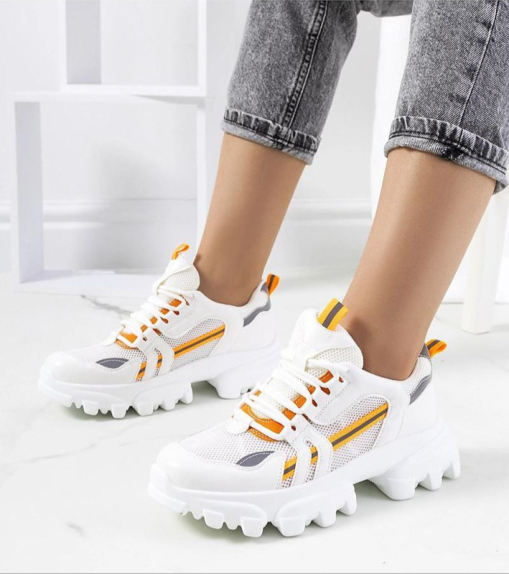 Seralyne Reflective Trim Platform Sneakers Vegan Leather