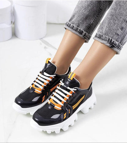 Seralyne Reflective Trim Platform Sneakers Vegan Leather