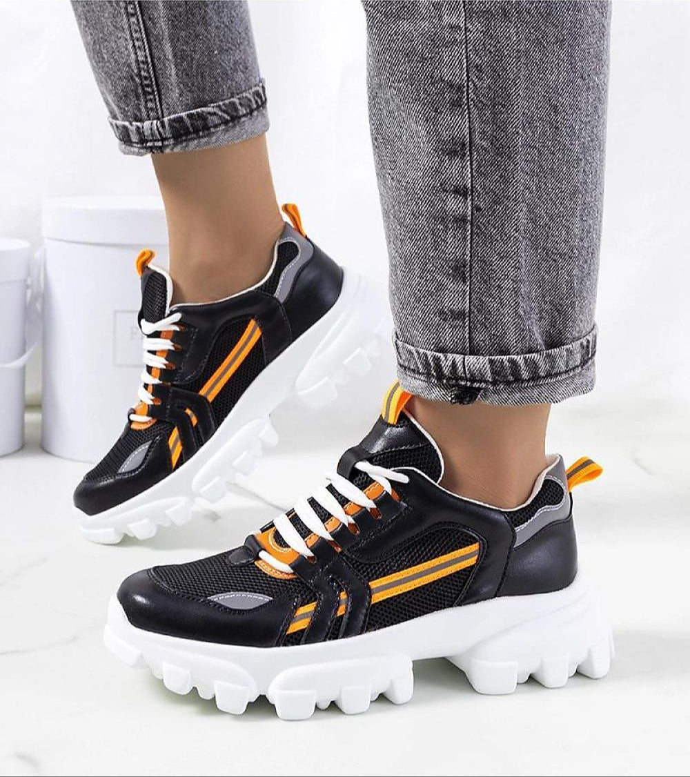 Seralyne Reflective Trim Platform Sneakers Vegan Leather