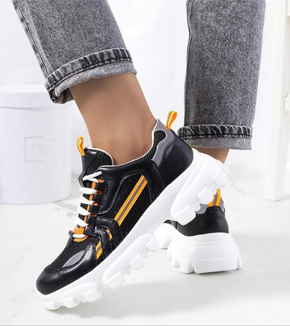 Seralyne Reflective Trim Platform Sneakers Vegan Leather