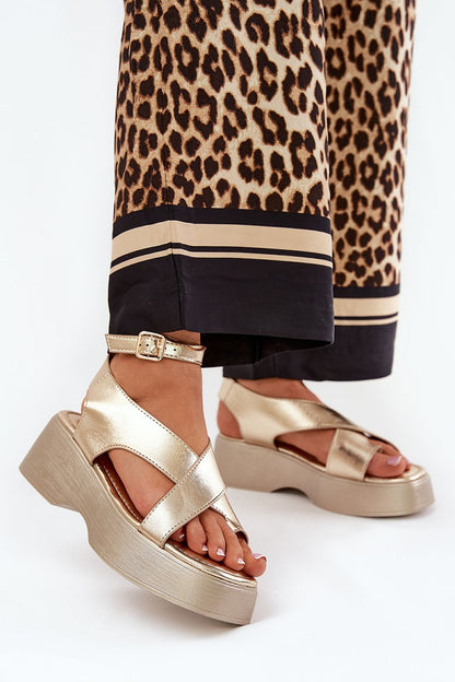 Lirianne Platform Buckle Sandals Open Toe Vegan Leather