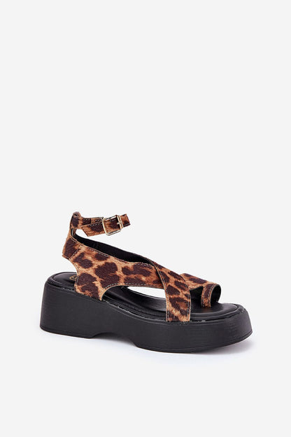 Lirianne Platform Buckle Sandals Open Toe Vegan Leather