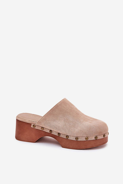 Corveda Studded Suede Wedge Clogs