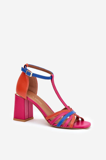 Elanira Leather Sandals with Block Heel