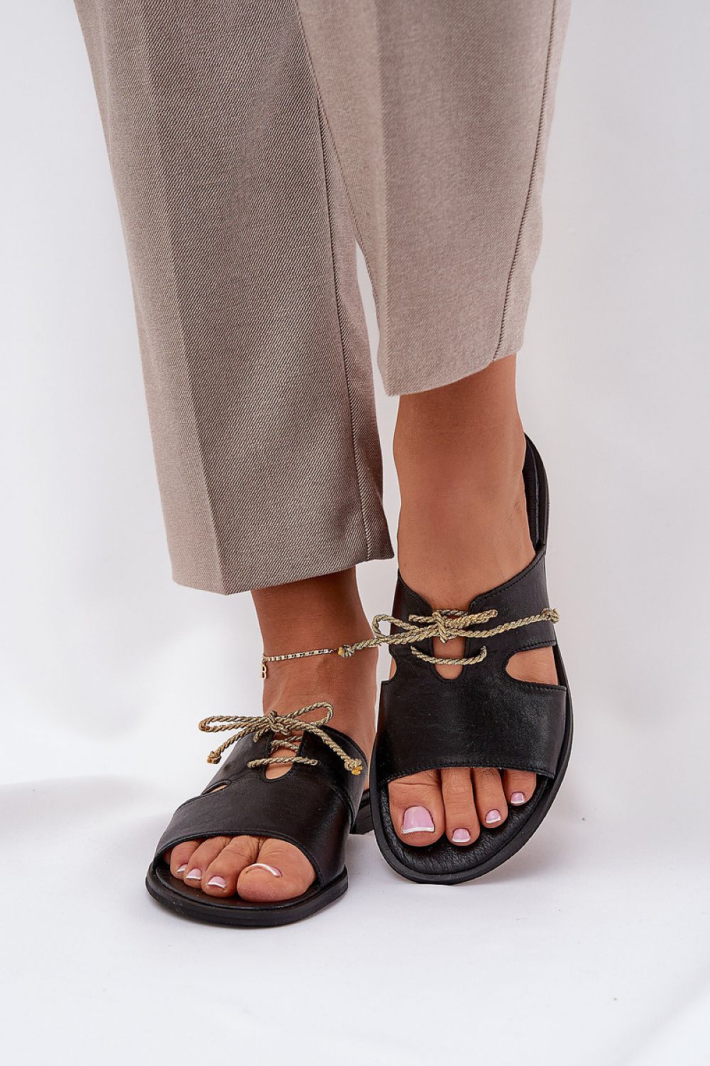 Caliste Gold Cord Leather Sandals