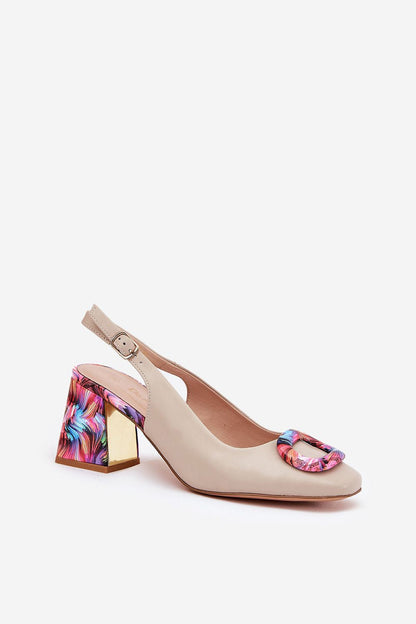 Mariselle Patterned Heel Leather Sandals