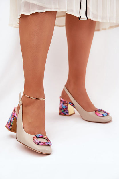 Mariselle Patterned Heel Leather Sandals