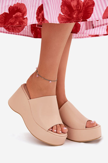 Selentia Faux Leather Wedge Sandals