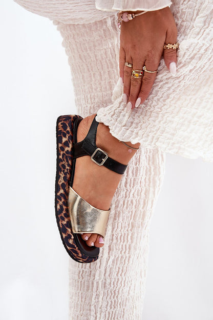 Narivelle Leather Sandals with Patterned Platform