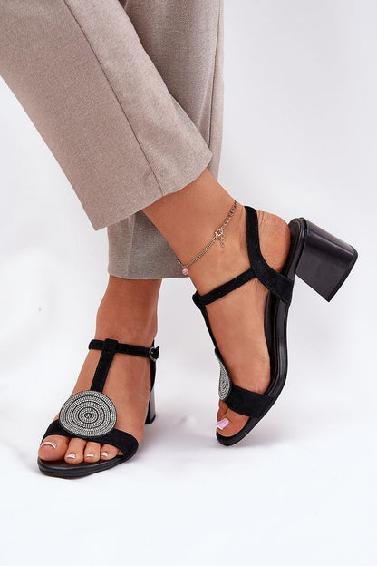 Evelenne Elegant Signature Sculpted Heel Sandals Leather