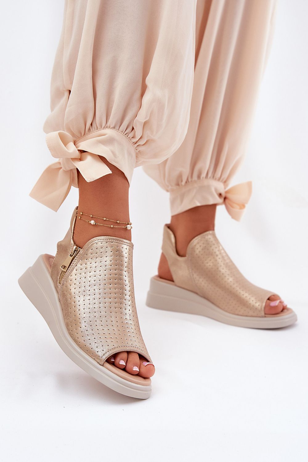 Zirellan Side-Zip Wedge Sandals