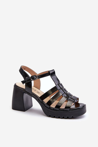 Selvarine Gloss Leather Platform Sandals