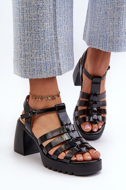 Selvarine Gloss Leather Platform Sandals