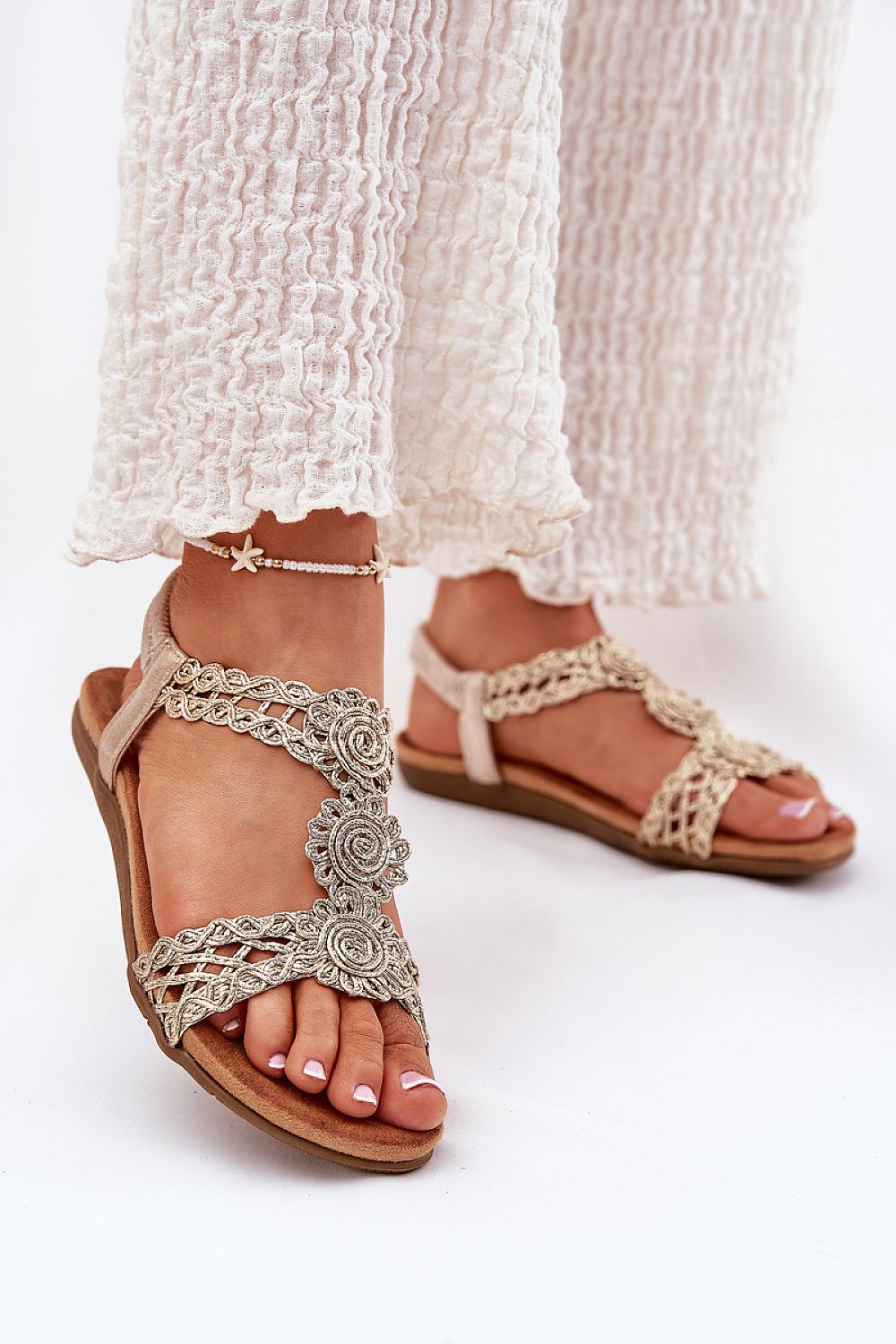Lirellin Lace Braid Flat Sandals