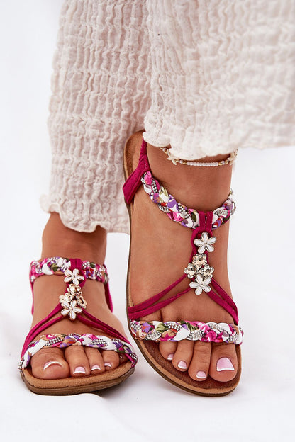 Elverina Braided Zircon Flat Sandals
