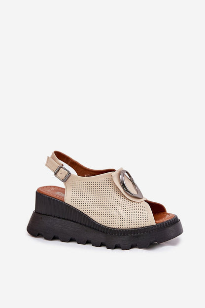 Alvarisse Decor Wedge Sandals Women’s Leather Natural