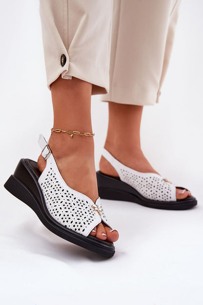 Calverinne Lace-Up Wedge Leather Sandals