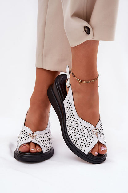 Calverinne Lace-Up Wedge Leather Sandals