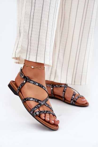 Velissa Flat Leather Strap Sandals