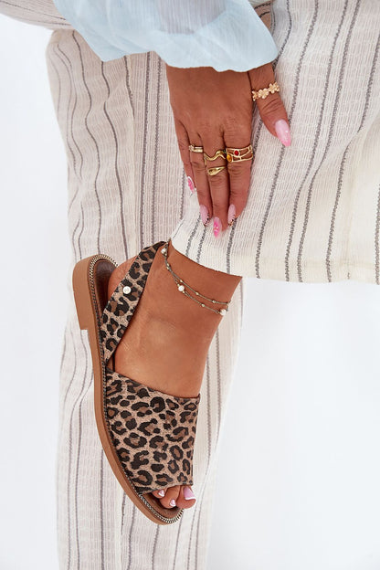 Delaira Slip On Open Toe Sandals Cushioned Insole Leather