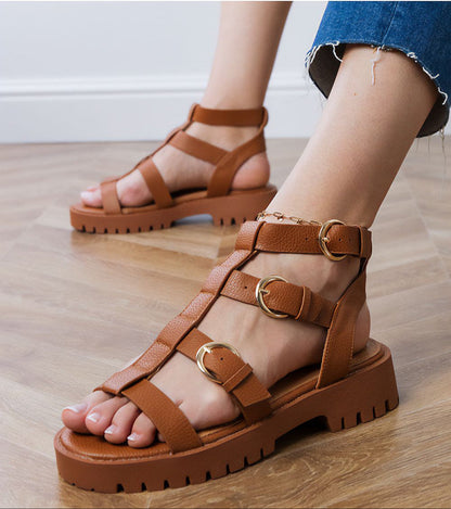 Stravella Gladiator Strap Sandals Vegan Leather Comfort