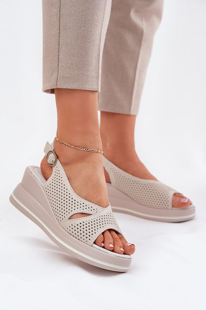 Elvea Leather Wedge Sandals